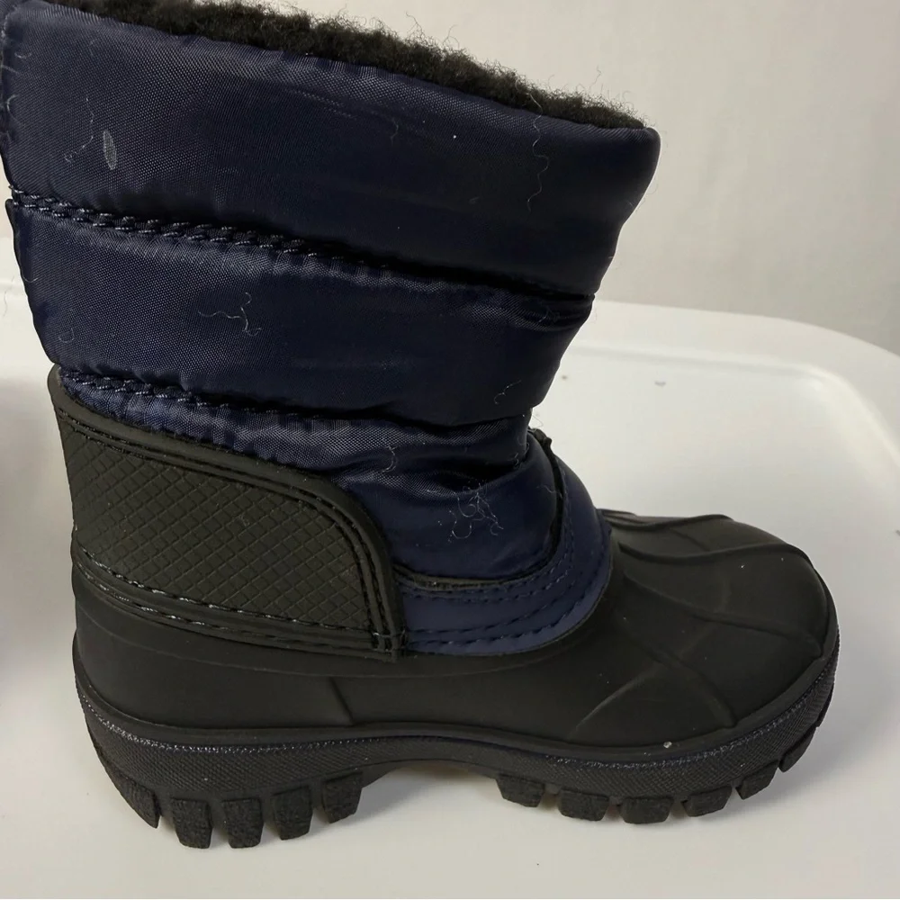 London Fog Jett Waterproof Kids Blue Black‎ Snow Boots sz 6C Winter Outdoor